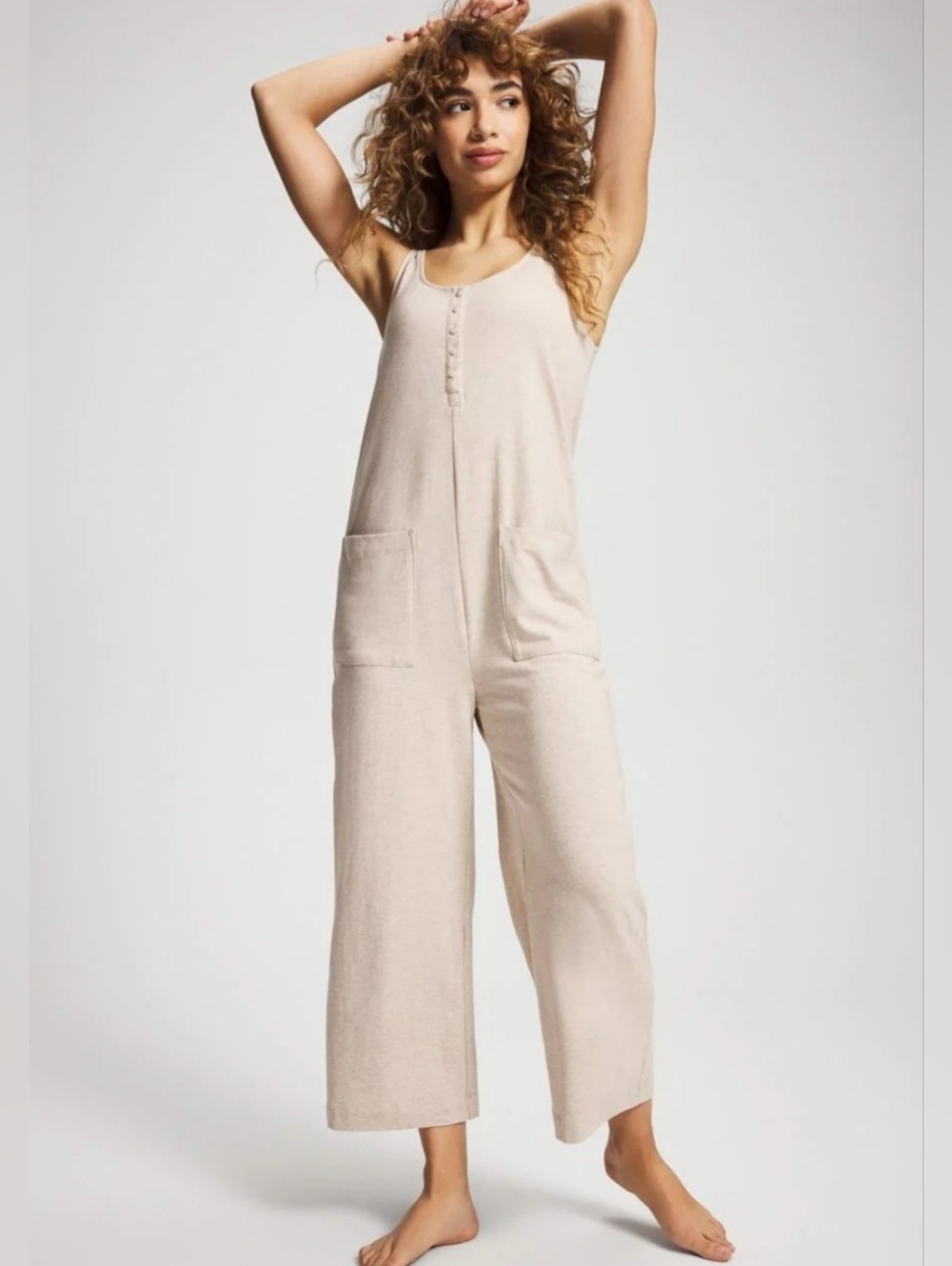NWT- Nomad The Label  Neutral Beige Sleeveless Linen Jumpsuit